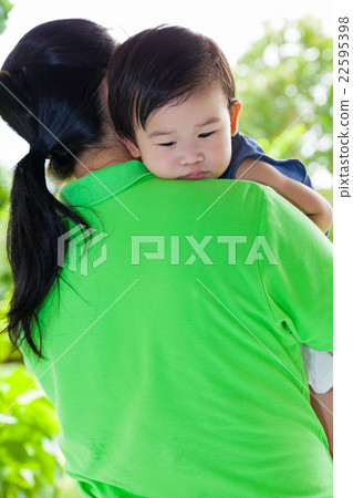 Mother carrying and comfort her daughter Mother carrying and comfort her daughter 22595398