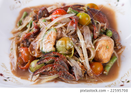 Somtum, papaya salad delicious food in thailand Somtum, papaya salad delicious food in thailand 22595708