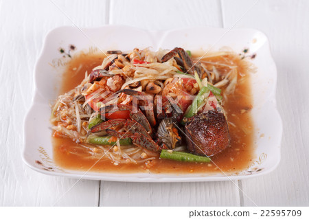 Somtum(Poo thai), papaya salad delicious food Somtum(Poo thai), papaya salad delicious food 22595709