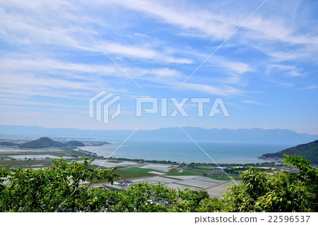 Omi盆地水稻種植時間的稻田鳥瞰圖 22596537