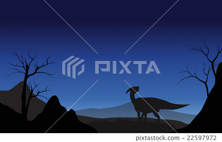 Silhouette of one Parasaurolophus 22597972