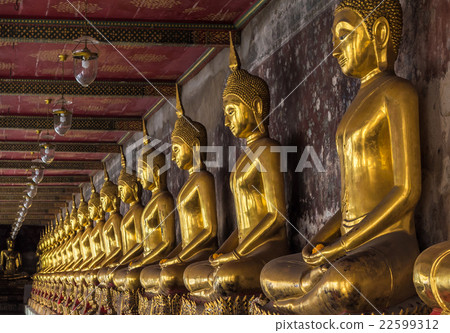 Golden buddhas in Wat Suthat, Bangkok 22599312