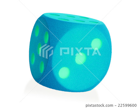 Large blue foam die isolated - 3 22599600