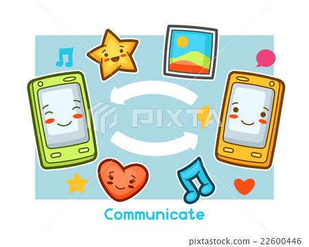 Kawaii gadgets communication funny card. Doodles Kawaii gadgets communication funny card. Doodles 22600446