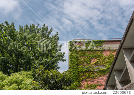 University's classroom building New green and blue sky 22600678