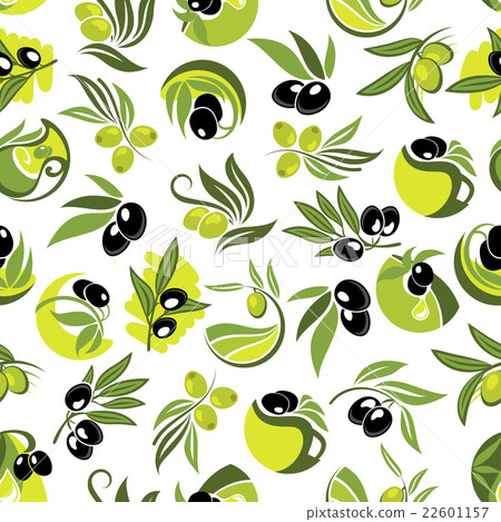 Olive branches and jugs of oil seamless pattern 22601157