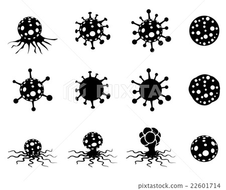 Set of virus and cancer cell in silhouette style 22601714