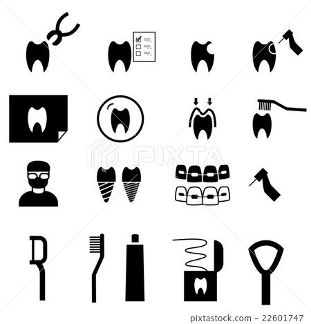 Set of Dental icons in silhouette style, vector Set of Dental icons in silhouette style, vector 22601747
