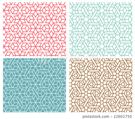 Set of Indian seamless pattern in thin line style - Stock Illustration ...
