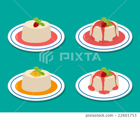 Set of Panna cotta in flat style, vector 22601753