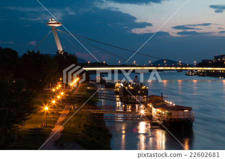 Night view on the  Bridge in Bratislava, Slovakia 22602681