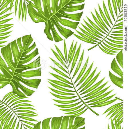 Seamless Wallpaper with Green Tropical Leaves for - Stock Illustration ...