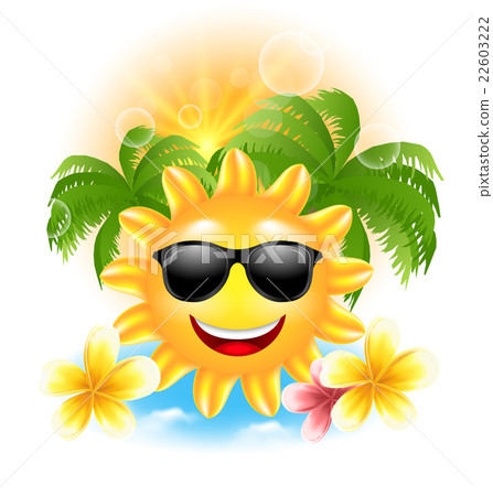 Summer Funny Background with Happy Smiling Sun Summer Funny Background with Happy Smiling Sun 22603222