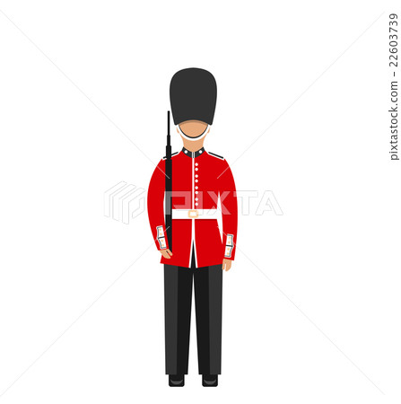 Queen's Guard. Man in Traditional Uniform with Queen's Guard. Man in Traditional Uniform with 22603739