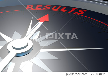 Black compass with results word on it 22603894