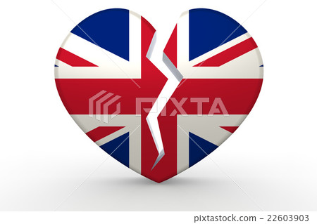Broken white heart shape with United Kingdom flag Broken white heart shape with United Kingdom flag 22603903