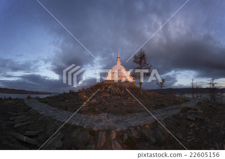 Buddhist stupa in Baikal at dawn Buddhist stupa in Baikal at dawn 22605156