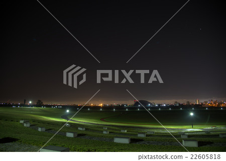 Night view of the Ogadu airport green area 22605818