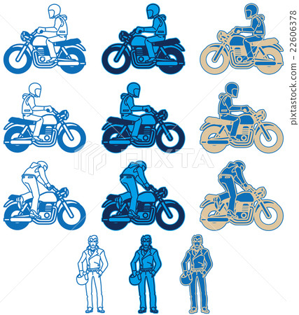 摩托車 - 舊外觀類型（平面設計）藍色變化設置 22606378