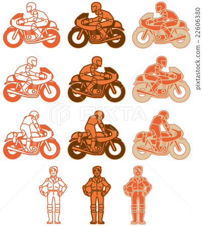 Motorcycle - Cafe Racer Type (Flat Design) Orange Variation Set Motorcycle - Cafe Racer Type (Flat Design) Orange Variation Set 22606380
