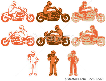 Motorcycle - Drag Type (Flat Design) Orange Variation Set 22606560