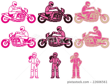 Motorcycle - Drag Type (Flat Design) Pink Variation Set 22606561
