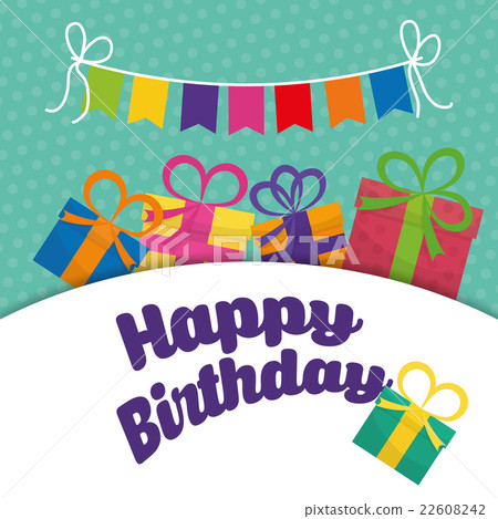 Happy birthday colorful card 22608242
