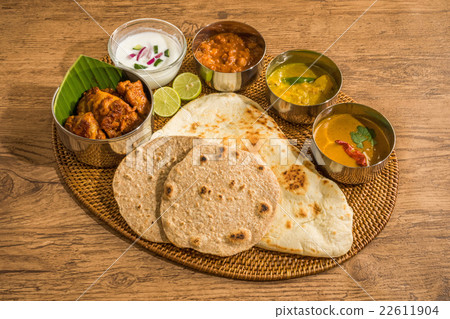 Typical Indian typical curry set meals Lunch of meals south India 22611904