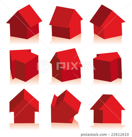 Collection of houses red, icon - Stock Illustration [22612610] - PIXTA