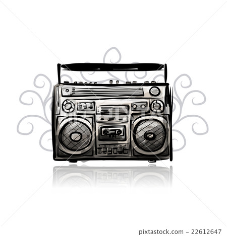 Retro cassette recorder, sketch for your design 22612647