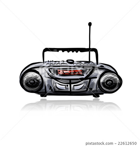 Retro cassette recorder, sketch for your design Retro cassette recorder, sketch for your design 22612650