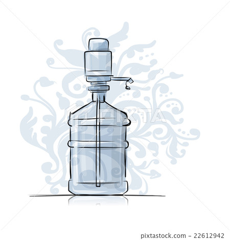 Stock Illustration: Bottle with distilled water, sketch for your