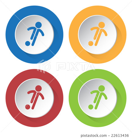 set of four icons - football, soccer player set of four icons - football, soccer player 22613436