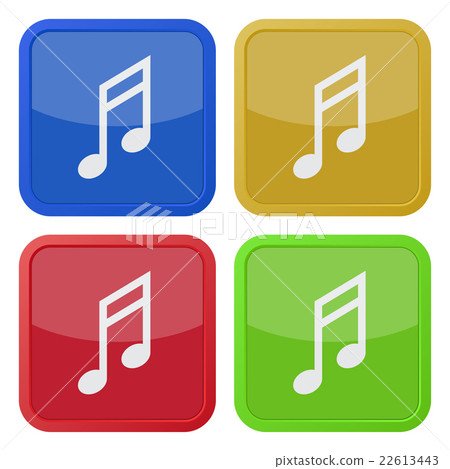 set of four square icons with musical note set of four square icons with musical note 22613443
