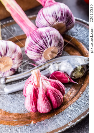 Garlic. Fresh garlic. Red garlic. Garlic press. Garlic. Fresh garlic. Red garlic. Garlic press. 22613589