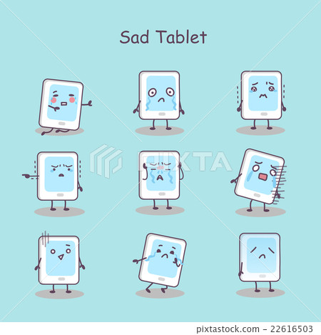 Sad cartoon digital tablet pc - Stock Illustration [22616503] - PIXTA