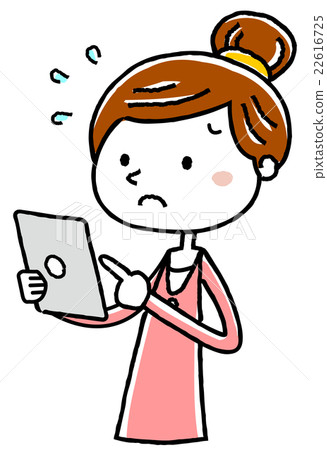 Illustration Material: Young lady tablet difficult to operate Illustration Material: Young lady tablet difficult to operate 22616725