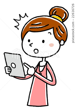 Illustration Material: Young lady Tablet Noticing Operation 22616726