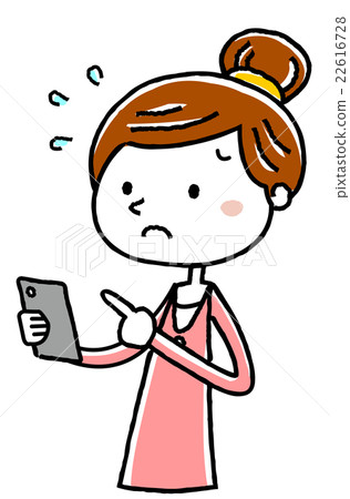 Illustration material: young woman smartphone difficult to operate Illustration material: young woman smartphone difficult to operate 22616728
