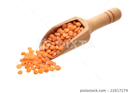 Orange lentils in a wooden scoop Orange lentils in a wooden scoop 22617279