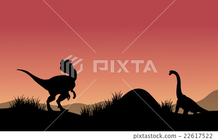 Silhouette of Brachiosaurus and Dilophosaurus 22617522