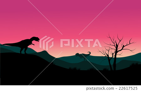 allosaurus at morning scenery silhouette allosaurus at morning scenery silhouette 22617525