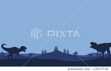 Silhouette of Tyranosaurus and allosaurus Silhouette of Tyranosaurus and allosaurus 22617526