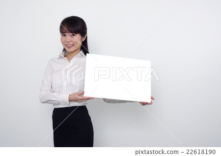 Woman business scene advertisement with information signboard · WEB material 22618190
