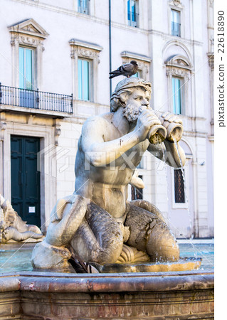 Detail of Moor fountain in Roma 22618890