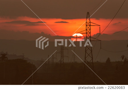 sunset at mountain range  22620083