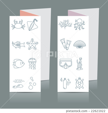 Diving icons set with fish and equipment on 22621022