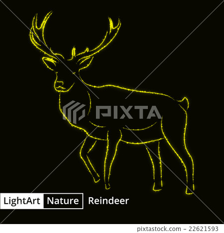 Reindeer silhouette of lights on black background Reindeer silhouette of lights on black background 22621593
