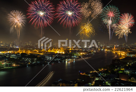 Grand palace at twilight with Colorful Fireworks Grand palace at twilight with Colorful Fireworks 22621964