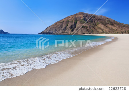 White sand beach on ocean bay Mawun in Lombok 22622728